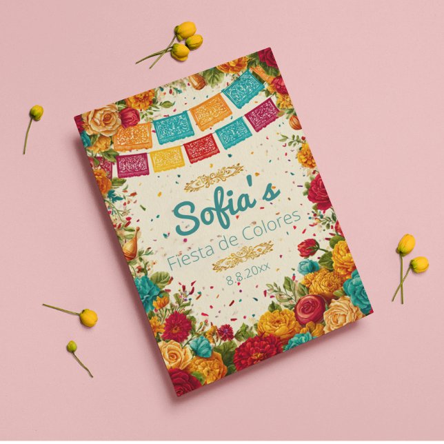 Invitation Fiesta de Colores Quinceanera, sur mesure (Créateur téléchargé)