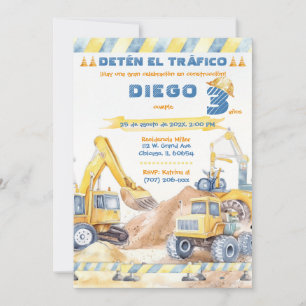Invitation Fiesta de Construction Editable 3 Ans