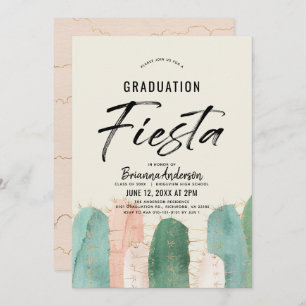 Invitation Fiesta de graduation de Cactus rose