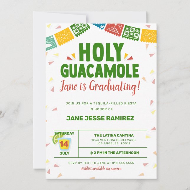 Invitation Fiesta de Graduation de la Sainte Guacamole (Devant)