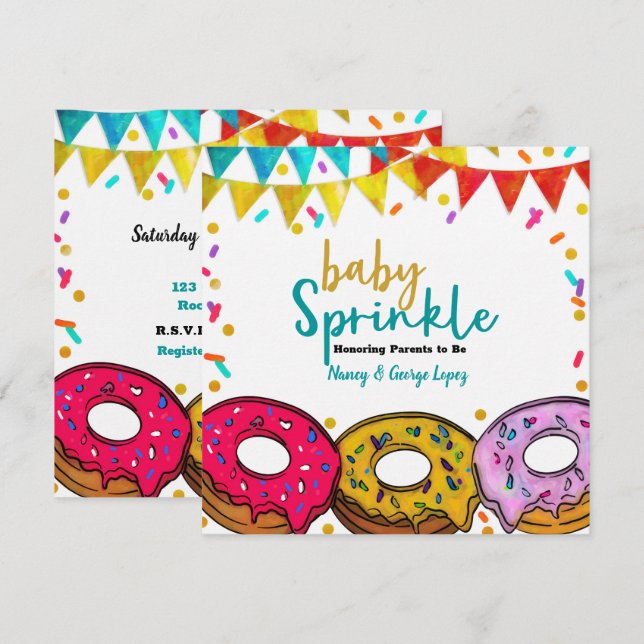 Invitation Fiesta Donuts Baby Sprinkle Shower Celebration (Devant / Derrière)