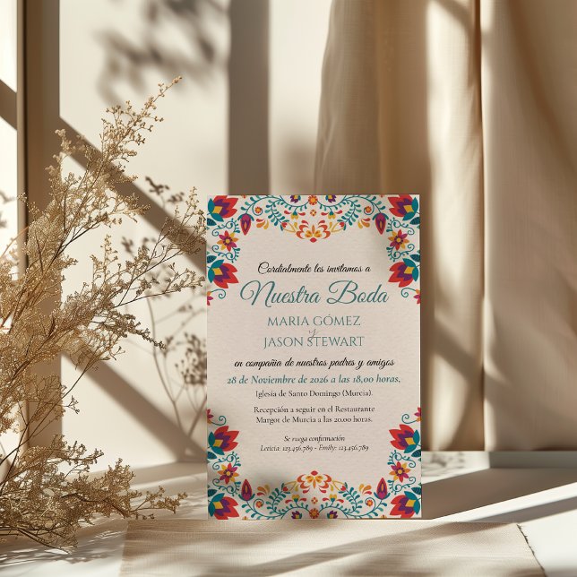 Invitation Fiesta Elegant Colorful Floral Spanish Wedding (Fiesta Elegant Colorful Floral Spanish Wedding Invitation)