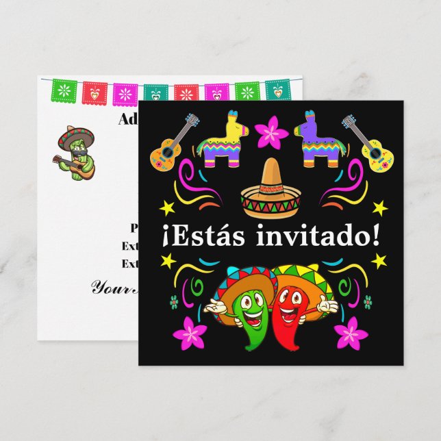 Invitation Fiesta - ¡Estás invitado ! (Devant / Derrière)