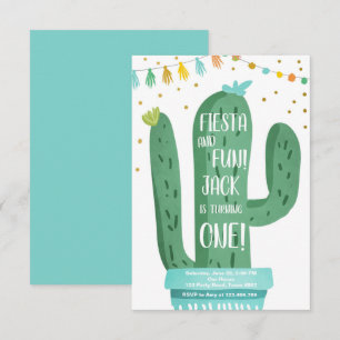Invitation Fiesta et Fun Boy Blue Cactus 1er anniversaire