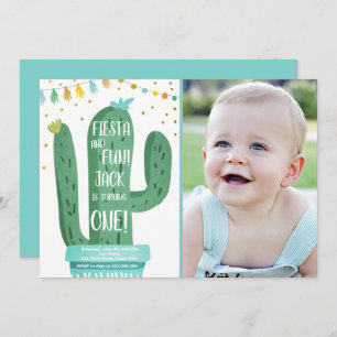 Invitation Fiesta et Fun Boy Blue Cactus 1er Anniversaire