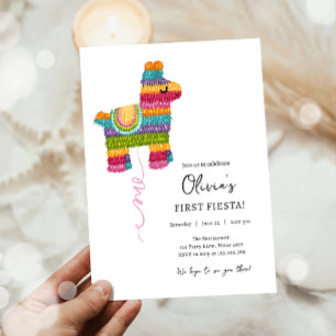 Invitation Fiesta et Fun Piñata Llama Fille Premier anniversa