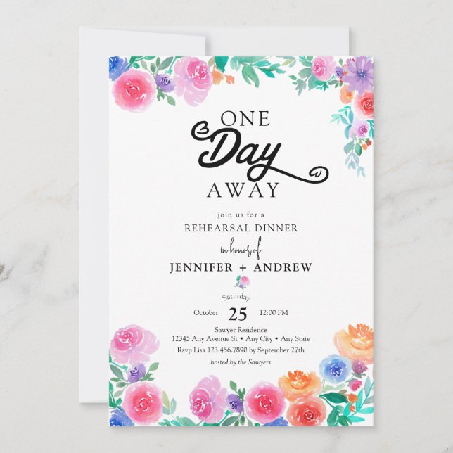 Invitation Fiesta | Fleurs mexicaines | Dîner de répétition (Devant)