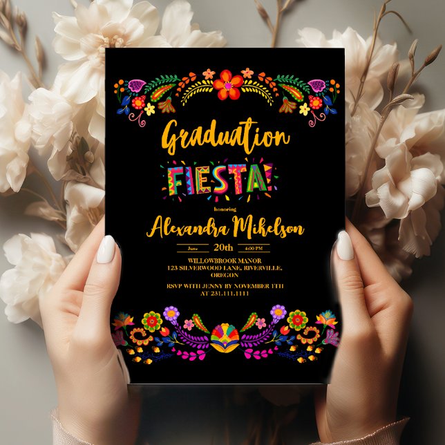 Invitation Fiesta Floral Graduation Party Mexicaine (Créateur téléchargé)