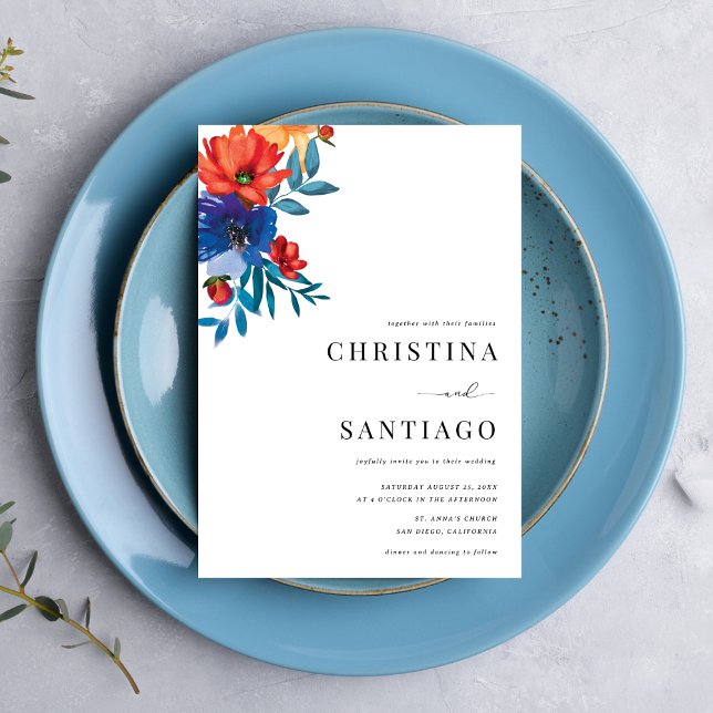 Invitation Fiesta Floral mexicain coloré QR Code Mariage (Créateur téléchargé)