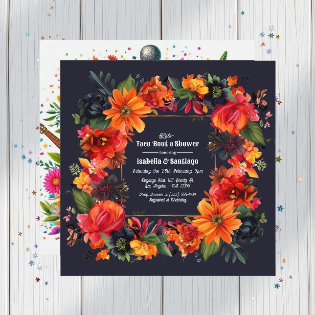 Invitation Fiesta Floral Taco à propos d'une douche à deux (Fiesta Floral Let's Taco 'bout a Couple's Shower Invitation)