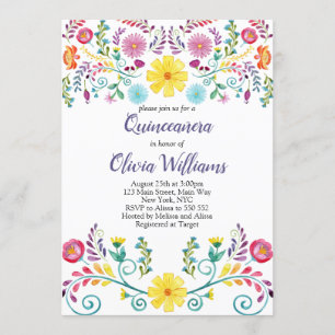 Invitation Fiesta Florale mexicaine de Quinceanera