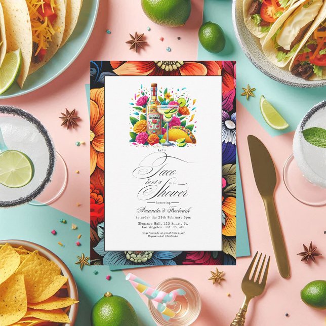 Invitation Fiesta Fun Tacos & Tequila Couple Douche (Fiesta Fun Tacos and Tequila Couple’s Shower Invitation)