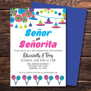 Invitation Fiesta Genre Révéler Señor ou Señorita