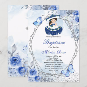 Invitation Fiesta Girl Baptême Christening Pastel Floral