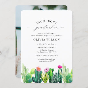 Invitation Fiesta Graduation Taco 'Bout Cactus