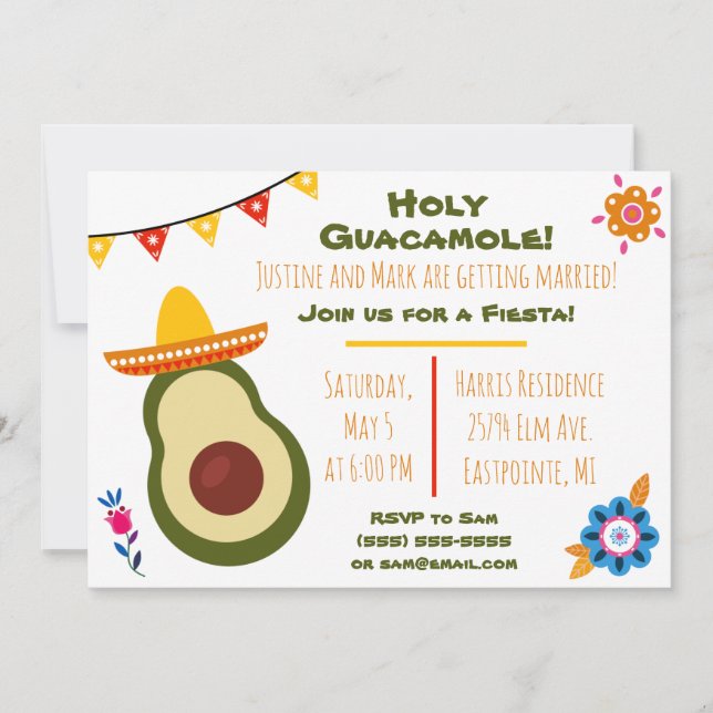 Invitation Fiesta Holy Guacamole (Devant)