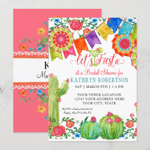 Invitation Fiesta Margarita Floral Cactus Fête des mariées d'