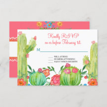 Fiesta Margarita Floral Cactus Mariage RSVP