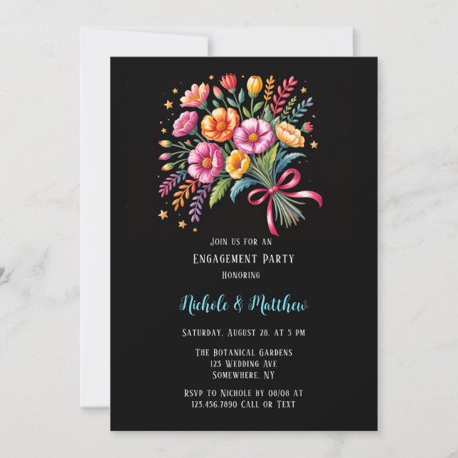 Invitation Fiesta Mariage Bouquet Vibrant (Devant)