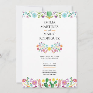 Invitation FIESTA MARIAGE - Floral Folakart Moderne