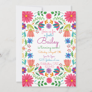 Invitation Fiesta Mexicaine Aquarelle Florale Anniversaire