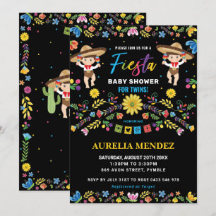Invitation Fiesta Mexicaine Cute Twins Boys Twin Baby shower 