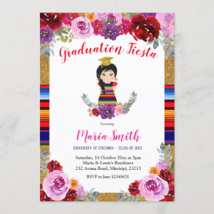 Invitation Fiesta Mexicaine Floral Girl Graduation