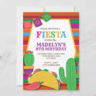 Invitation Fiesta Mexicaine Sud-Ouest Taco Anniversaire