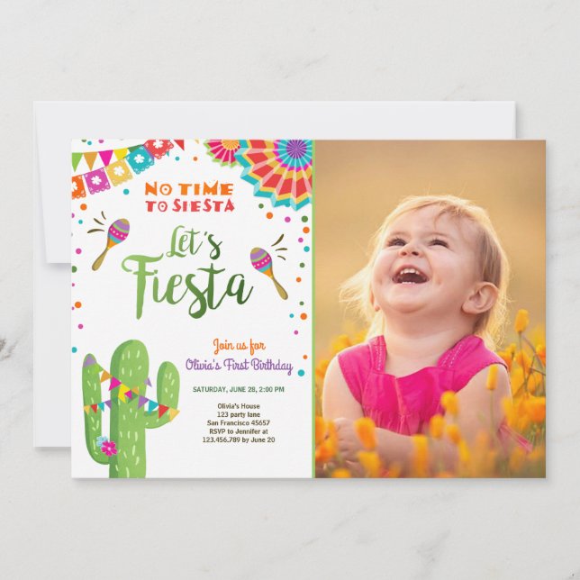 Invitation Fiesta Mexique Anniversaire Cactus (Devant)