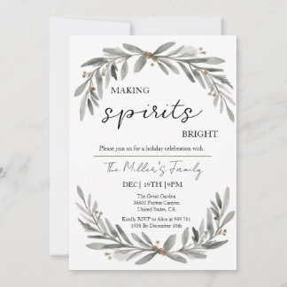 Invitation Fiesta Navidad Soft Pastel Wreath and Leaves
