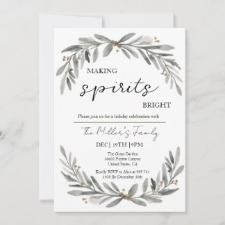 Invitation Fiesta Navidad Soft Pastel Wreath and Leaves