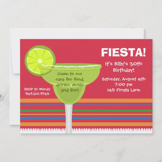 Invitation Fiesta Party avec enveloppes correspond (Devant)