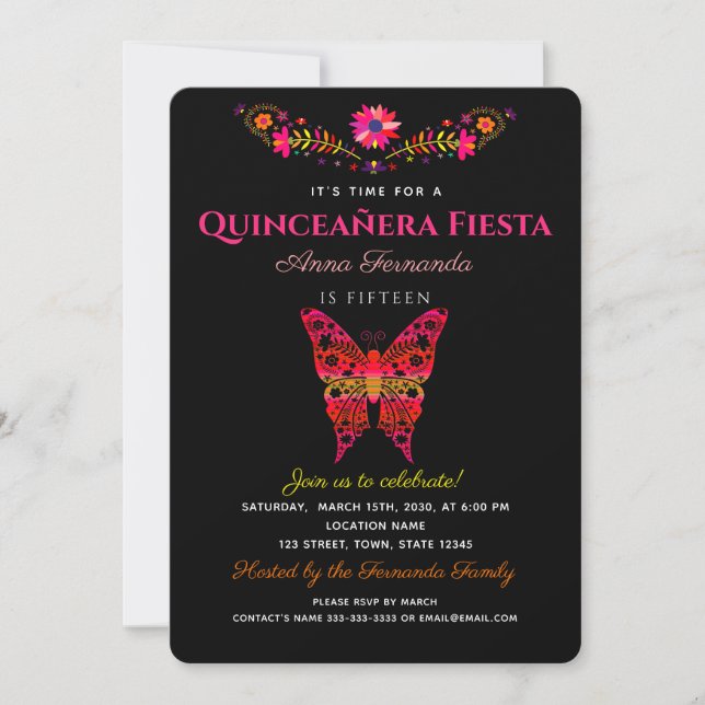 Invitation Fiesta Quinceañera (Devant)