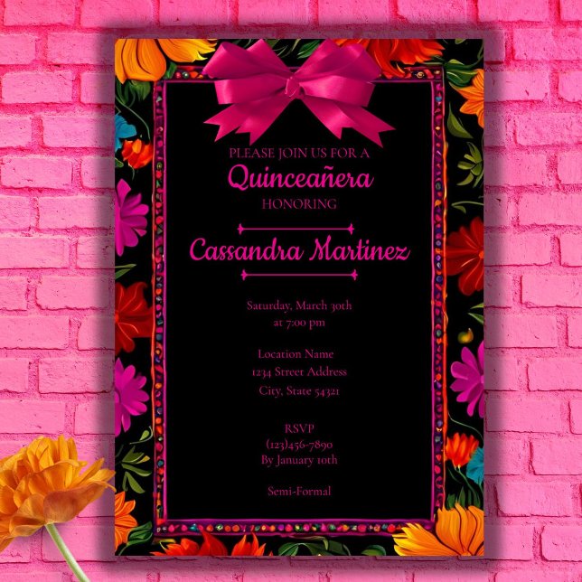 Invitation Fiesta Quinceanera Florale Mexicaine (Créateur téléchargé)
