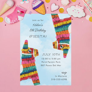 Invitation Fiesta Rainbow Llama Piñata fête d'anniversaire