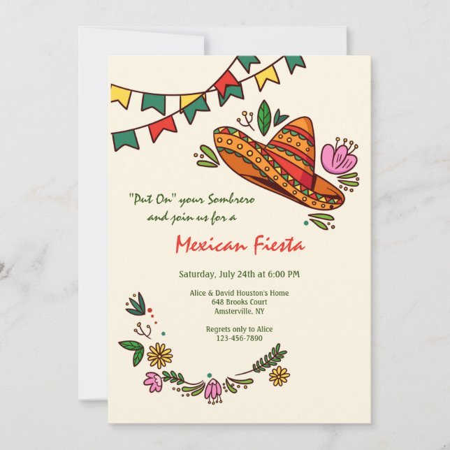 Invitation Fiesta Sombrero (Devant)