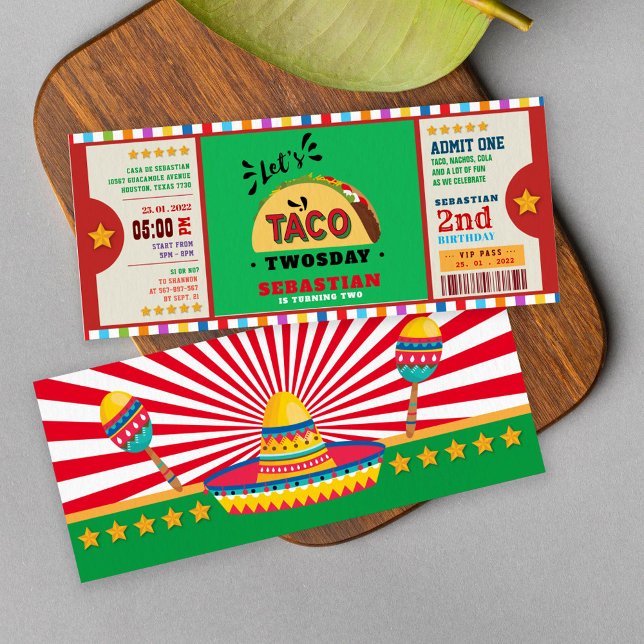Invitation fiesta taco billet de deux jours (Créateur téléchargé)