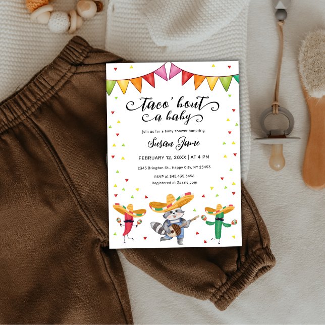 Invitation Fiesta Taco 'Bout A Baby Cactus Baby shower animal (Fiesta Taco 'Bout A Baby Cactus Animal Baby Shower Invitation)