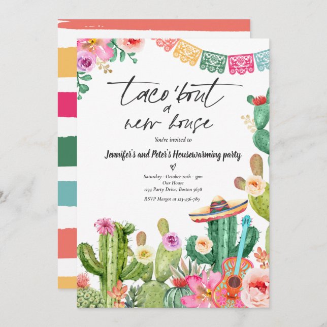 Invitation  Fiesta Taco 'Bout A New House House House House H (Devant / Derrière)