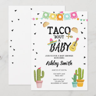 Invitation Fiesta Taco Bout Love Cactus Baby shower noir