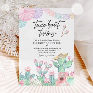 Invitation Fiesta Taco 'Bout Twins Baby shower mexicain Cactu