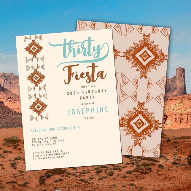 Invitation Fiesta Terracotta Desert Imprimer 30e fête d'anniv (Créateur téléchargé)