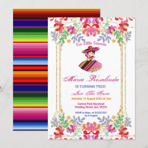 Invitation Fiesta Tres Fille Florale Mexicaine