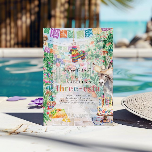 Invitation Fiesta Trois-esta 3e fête d'anniversaire (Créateur téléchargé)