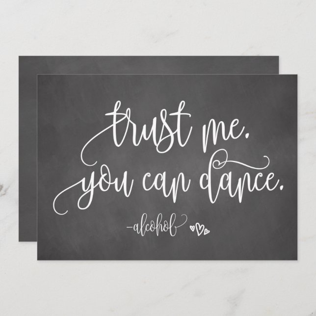 Invitation Fiez-Vous Vous Pouvez Danser Signe de Mariage avec (Devant / Derrière)