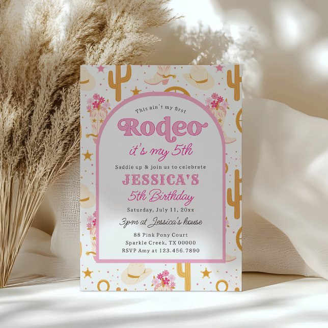 Invitation Fifth Rodeo Pink Cowgirl 5th Birthday Party (Créateur téléchargé)