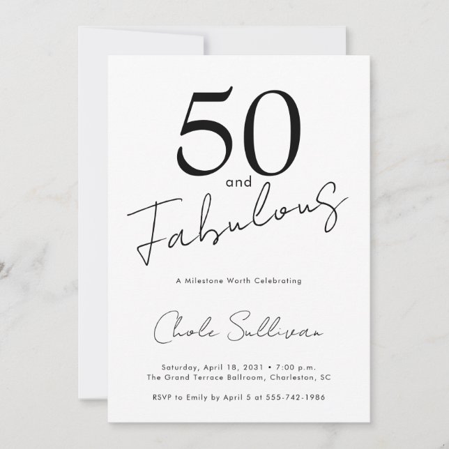Invitation Fifty and Fabulous 50th Birthday Party (Devant)