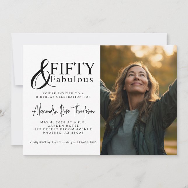 Invitation Fifty And Fabulous 50th Birthday Photo Party (Devant)