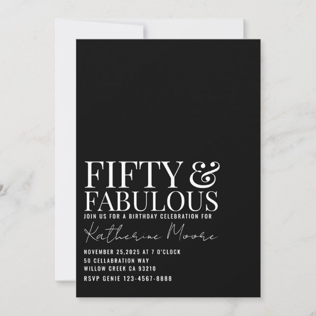 Invitation Fifty and Fabulous Photo 50th Birthday Party (Devant)