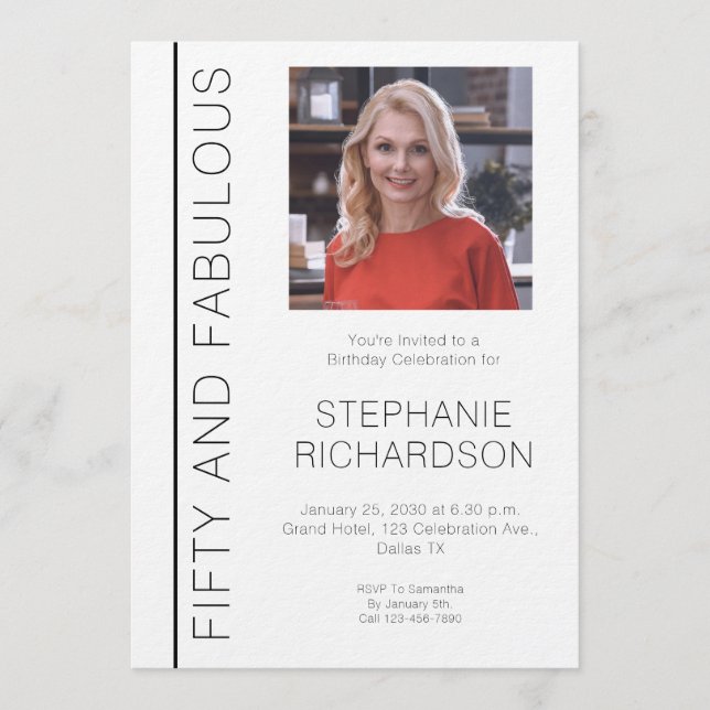 Invitation Fifty and Fabulous Photo 50th Birthday Party (Devant)